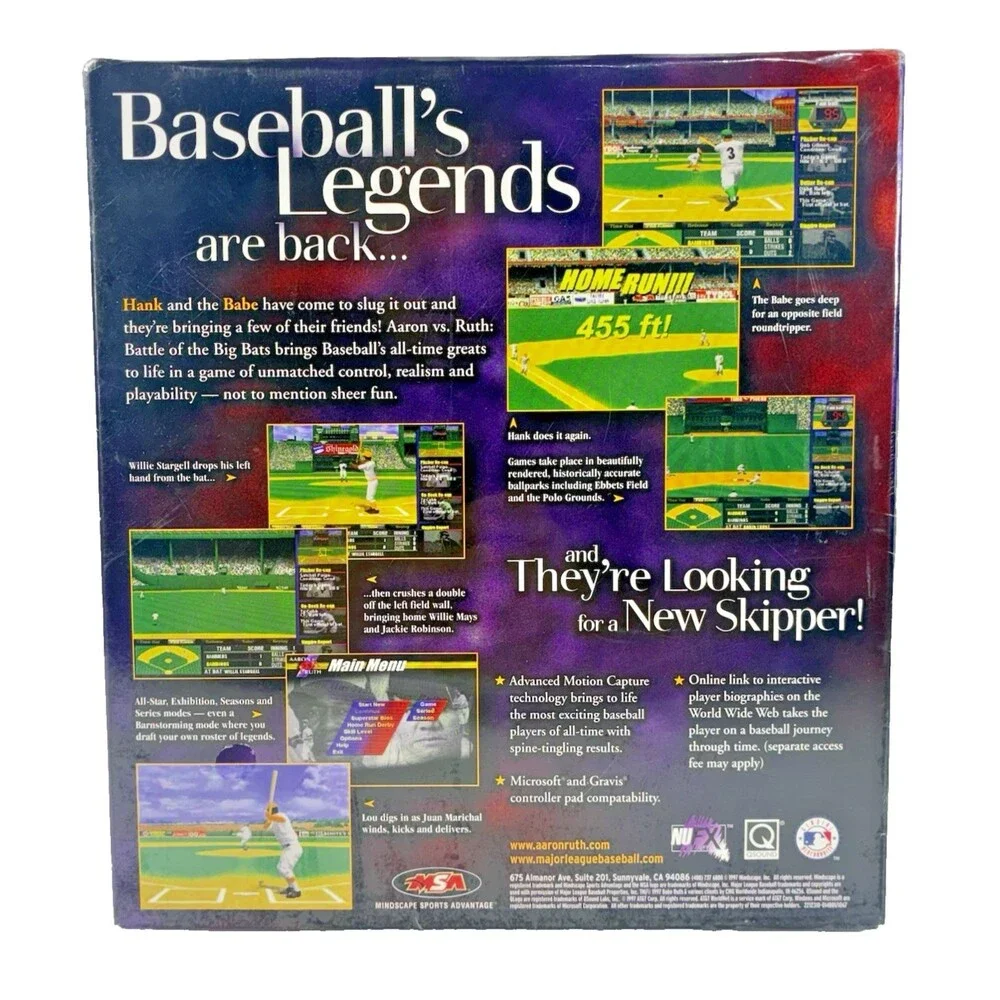 AARON vs RUTH Battle Of Big Bats CD-ROM WIN95 Vintage 1997 New Factory Sealed